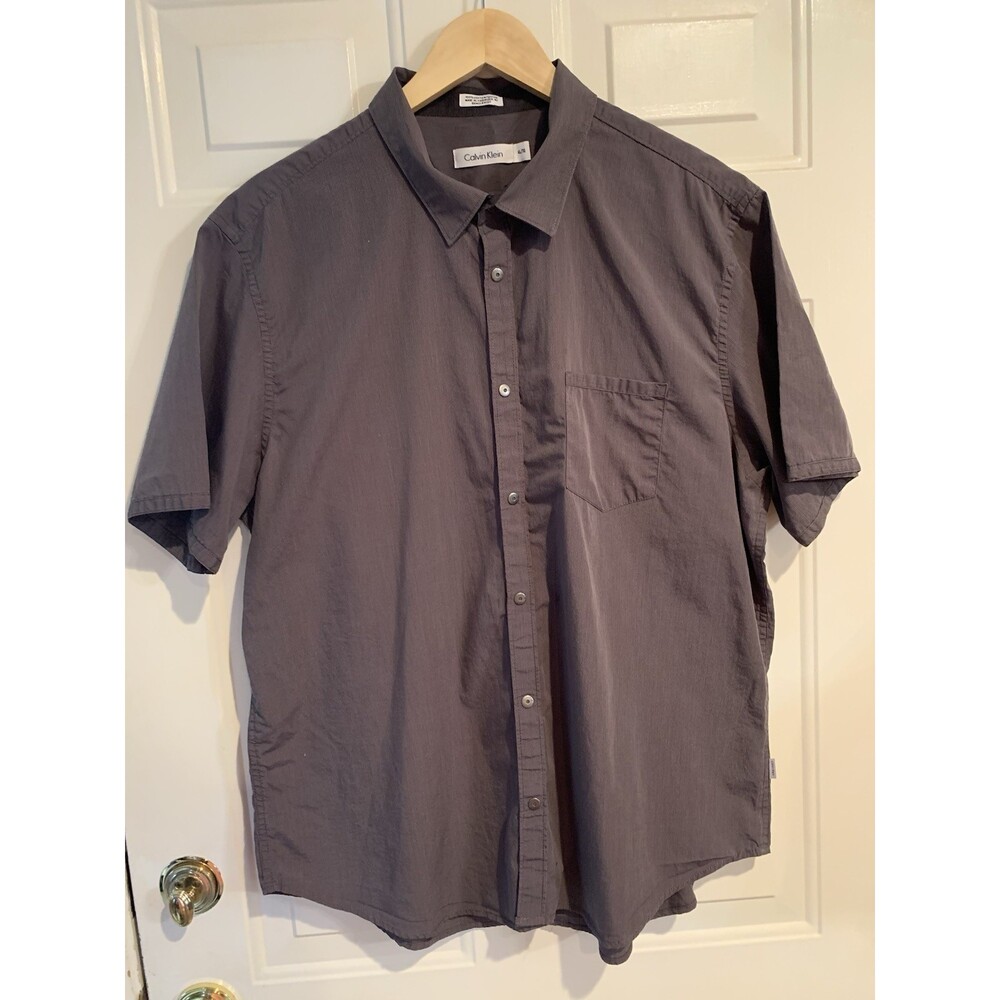 Calvin Klein Grey Short Sleeve Snap Up Men’s Shirt Size XL